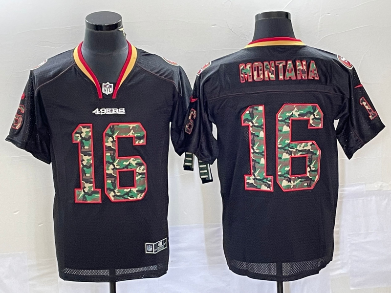 Men’s San Francisco 49ers Joe Montana #16 Black Jersey