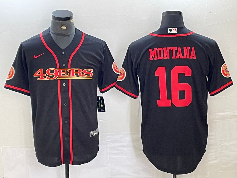 Men’s San Francisco 49ers Joe Montana #16 Black Joint Edition Jersey