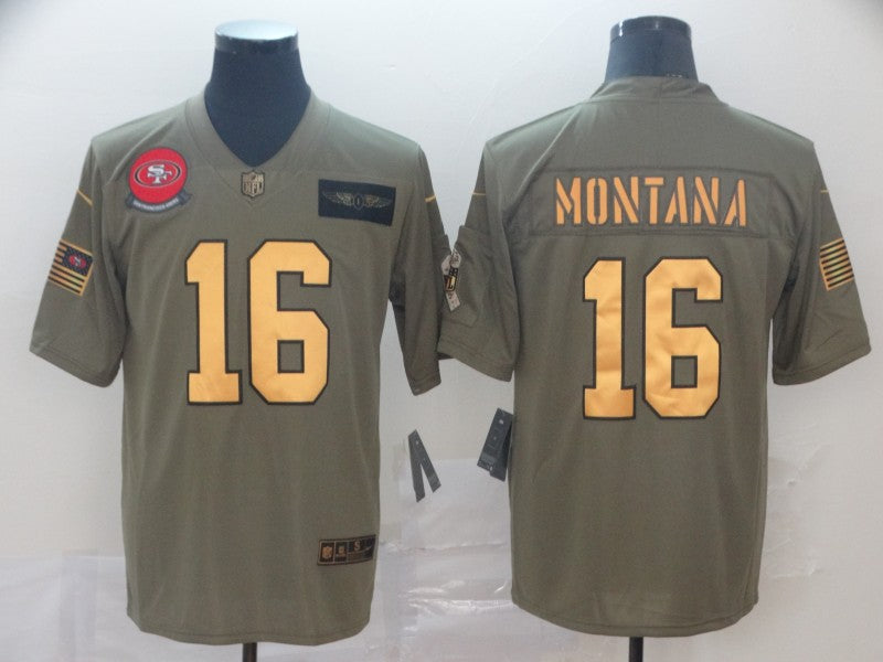 Men’s San Francisco 49ers Joe Montana #16 Brown Authentic Jersey