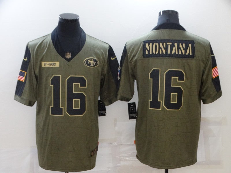 Men’s San Francisco 49ers Joe Montana #16 Brown Jersey