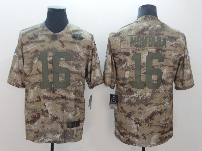 Men’s San Francisco 49ers Joe Montana #16 Camouflage Jersey