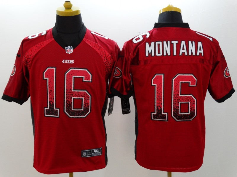 Men’s San Francisco 49ers Joe Montana #16 Red Authentic Jersey