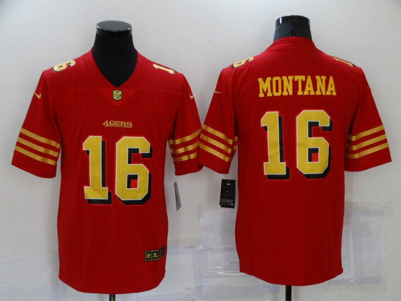 Men’s San Francisco 49ers Joe Montana #16 Red Jersey