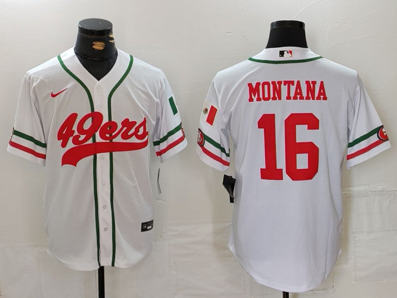 Men’s San Francisco 49ers Joe Montana #16 White Jersey
