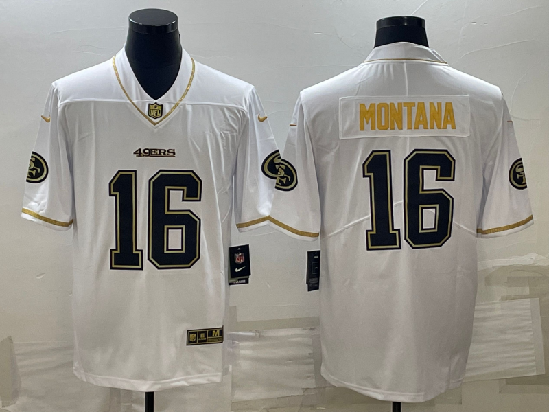 Men’s San Francisco 49ers Joe Montana #16 White Jersey