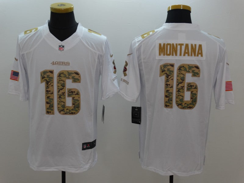 Men’s San Francisco 49ers Joe Montana #16 White Jersey