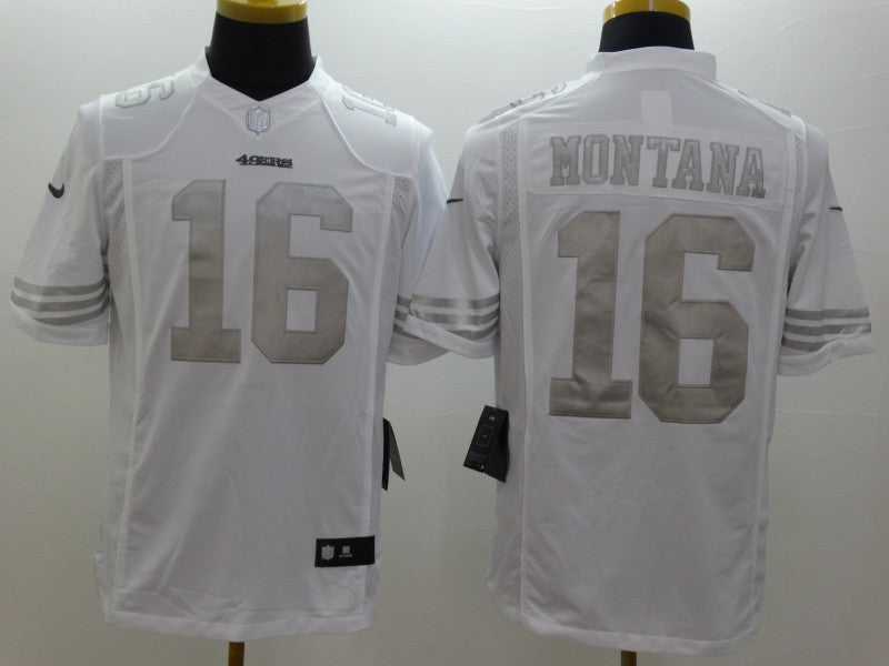 Men’s San Francisco 49ers Joe Montana #16 White Stitched Jersey