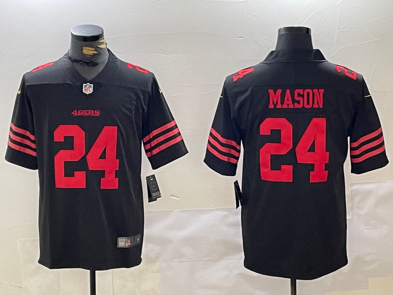 Men’s San Francisco 49ers Jordan Mason #24 Black Jersey
