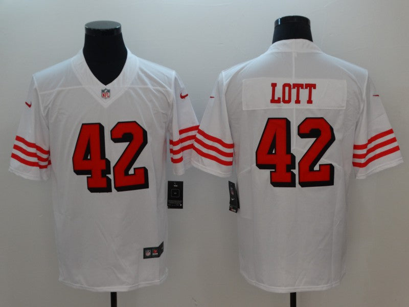 Men’s San Francisco 49ers Ronnie Lott #42 White Jersey