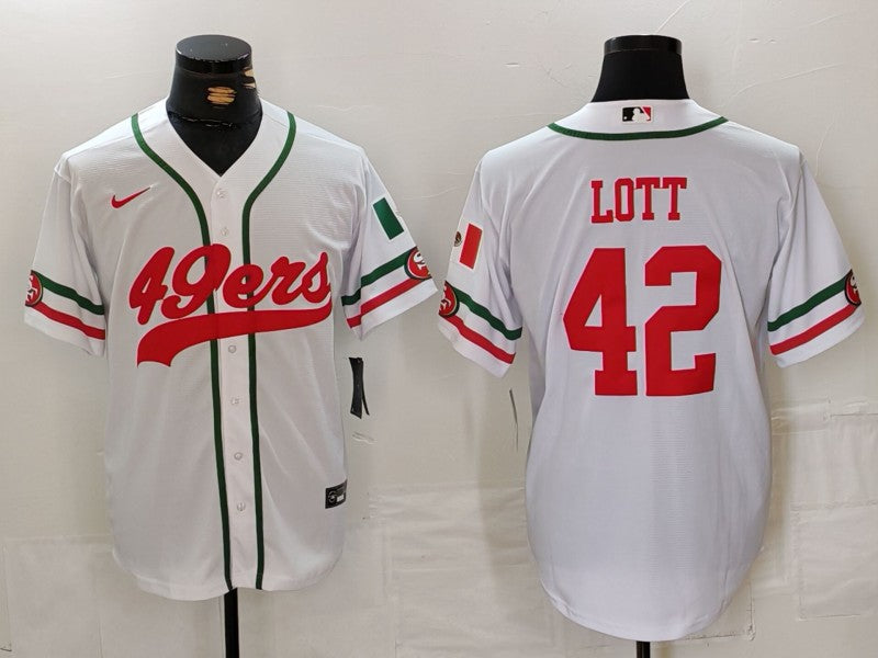 Men’s San Francisco 49ers Ronnie Lott #42 White Jersey