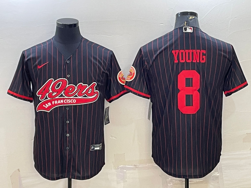 Men’s San Francisco 49ers Steve Young #8 Black Jersey Joint Edition