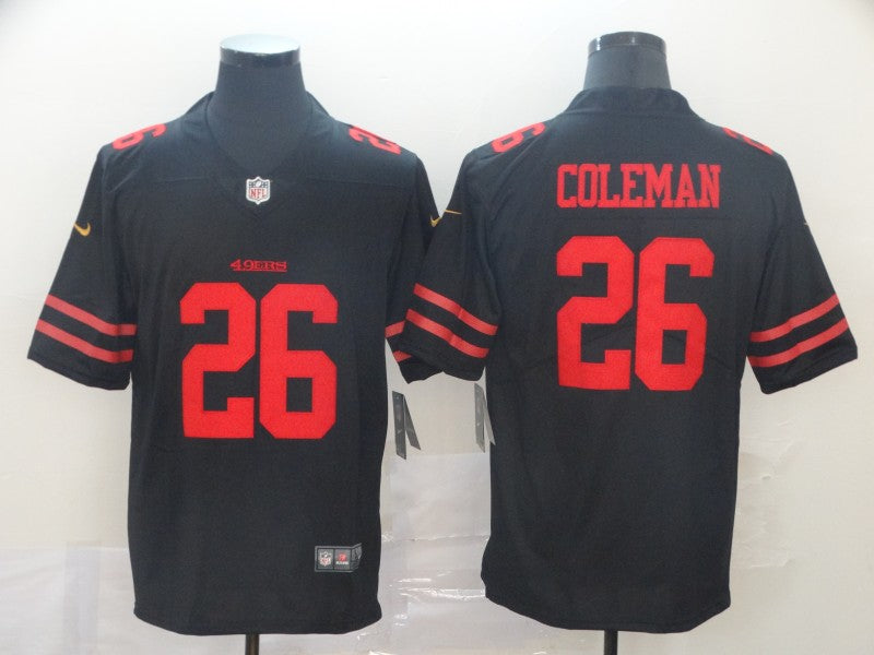Men’s San Francisco 49ers Tevin Coleman #26 Black Jersey