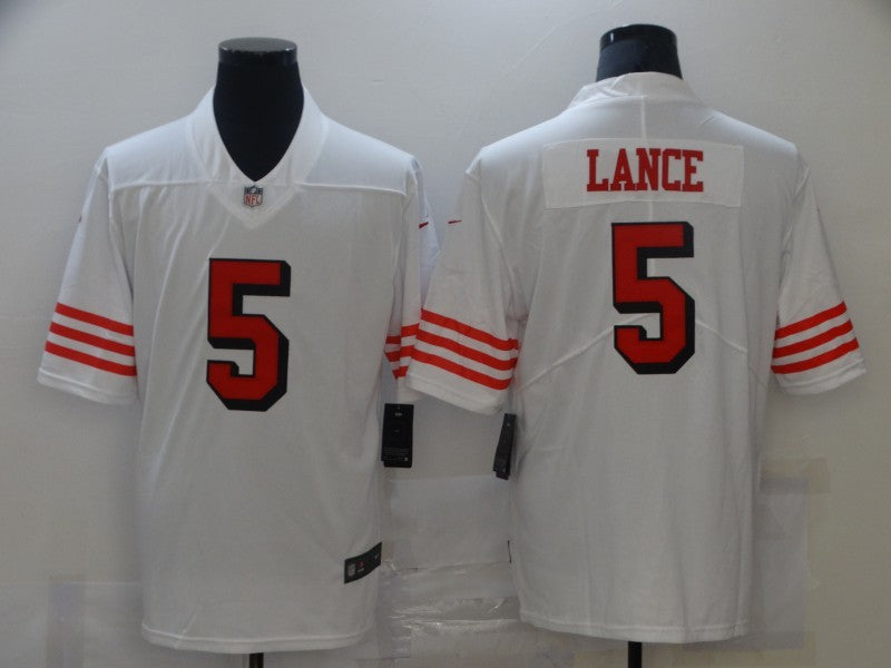 Men’s San Francisco 49ers Trey Lance #5 White Vapor Limited Jersey