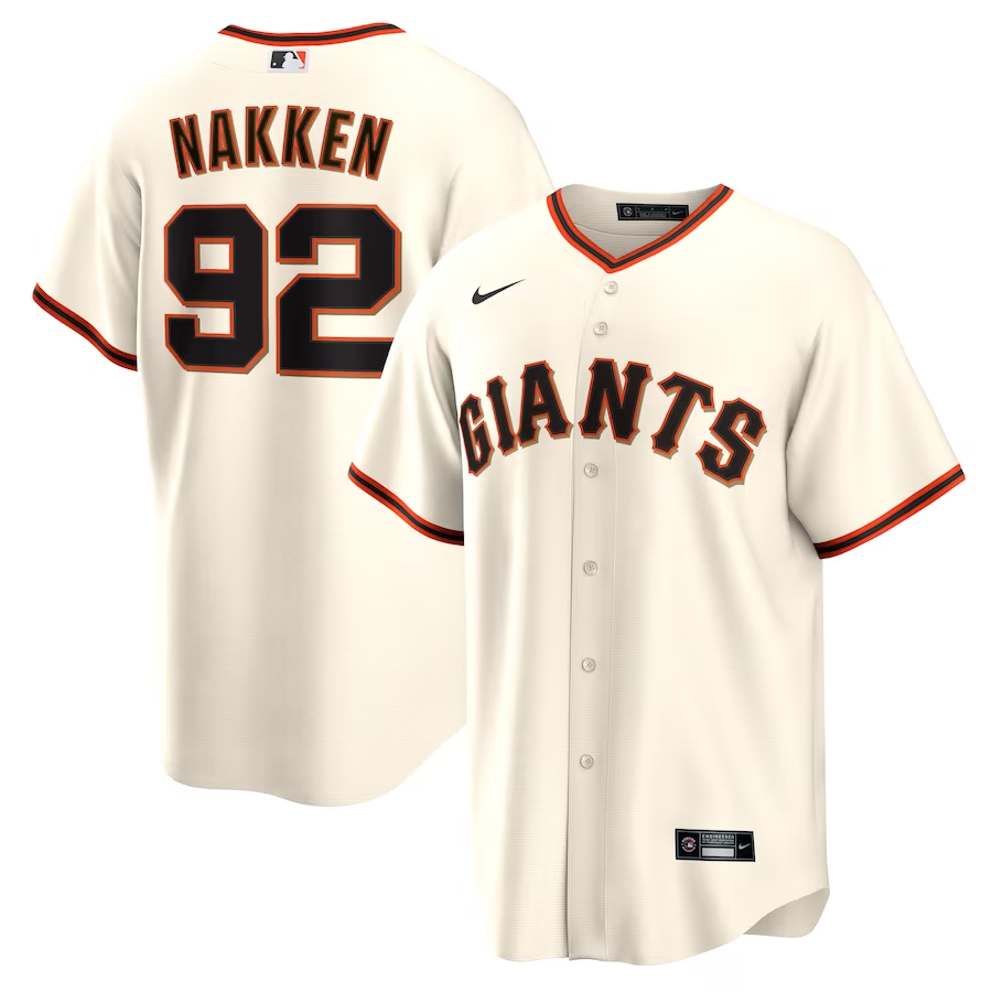 Men’s San Francisco Giants Alyssa Nakken #92 Cream Home Jersey