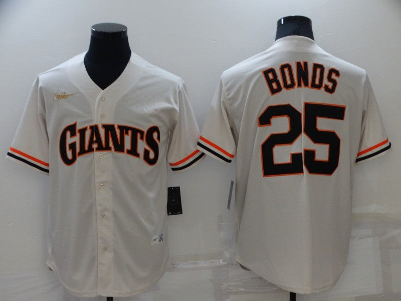 Men’s San Francisco Giants Barry Bonds #25 Beige Stitched Jersey