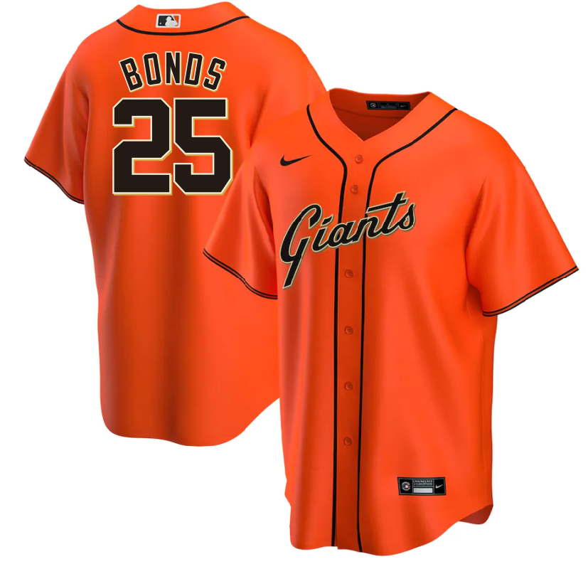 Men’s San Francisco Giants Barry Bonds #25 Orange Baseball Jersey