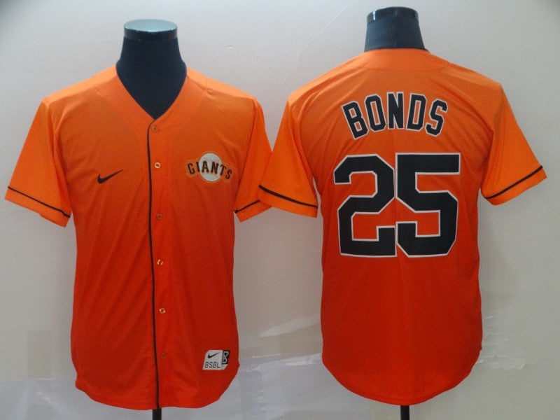 Men’s San Francisco Giants Barry Bonds #25 Orange Stitched Jersey