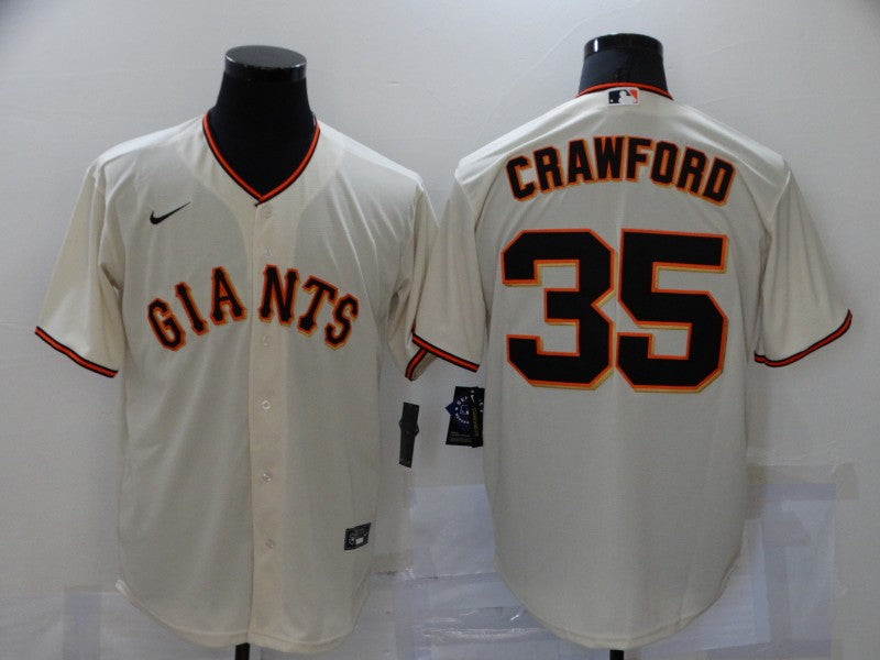 Men’s San Francisco Giants Brandon Crawford #35 Beige Baseball Jersey