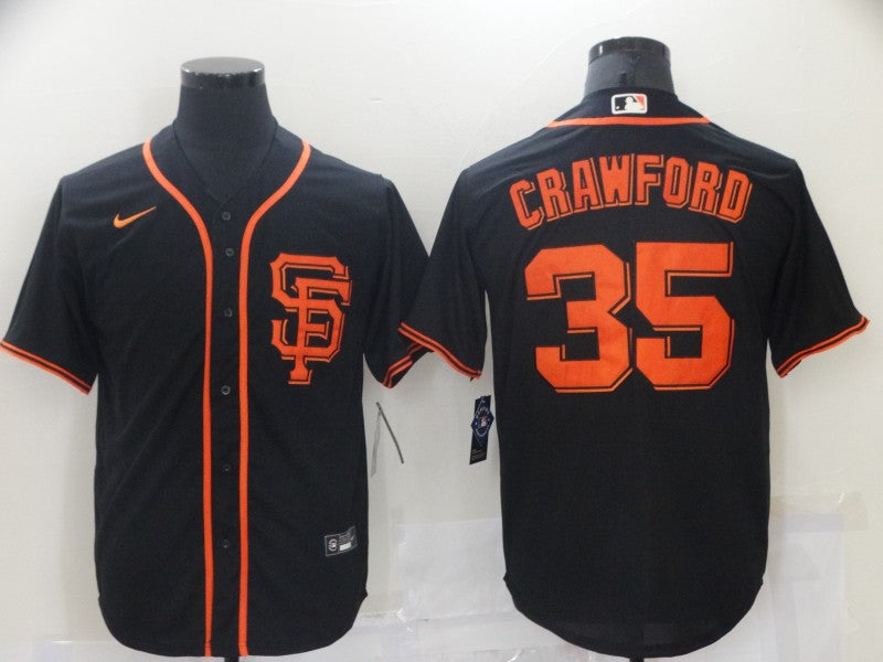 Men’s San Francisco Giants Brandon Crawford #35 Black Stitched Jersey