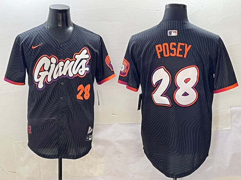 Men’s San Francisco Giants Buster Posey #28 Black 2025 City Connect Limited Jersey