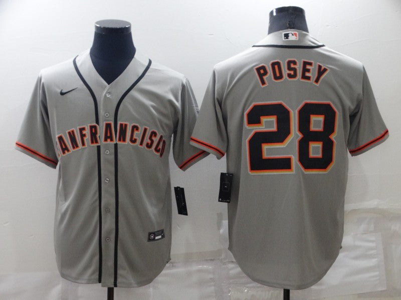 Men’s San Francisco Giants Buster Posey #28 Gray Baseball Jersey