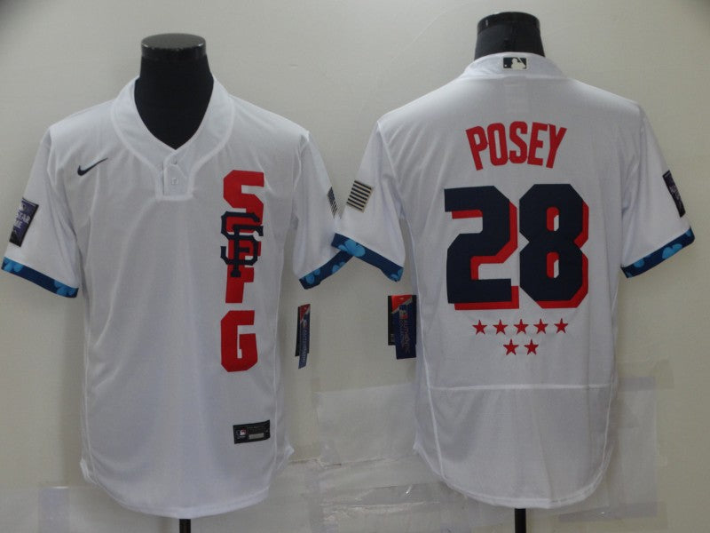 Men’s San Francisco Giants Buster Posey #28 White All Star Baseball Jersey