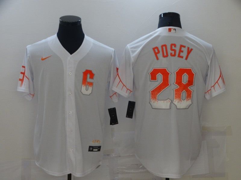 Men’s San Francisco Giants Buster Posey #28 White Jersey City Edition