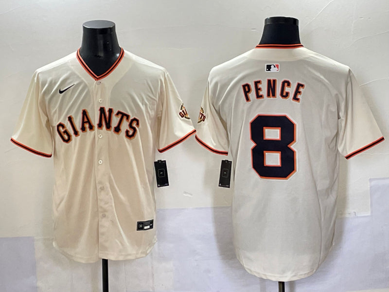 Men’s San Francisco Giants Hunter Pence #8 Cream Home Jersey