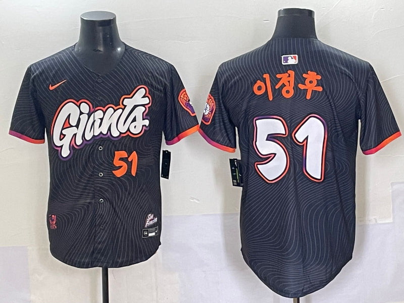 Men’s San Francisco Giants Jung Hoo Lee #51 Black 2025 City Connect Jersey
