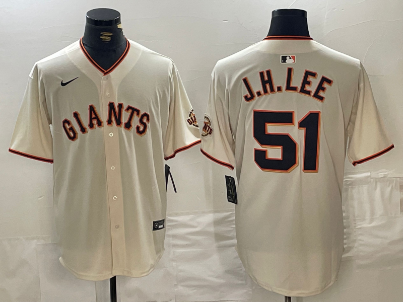 Men’s San Francisco Giants Jung Hoo Lee #51 Cream Home Jersey