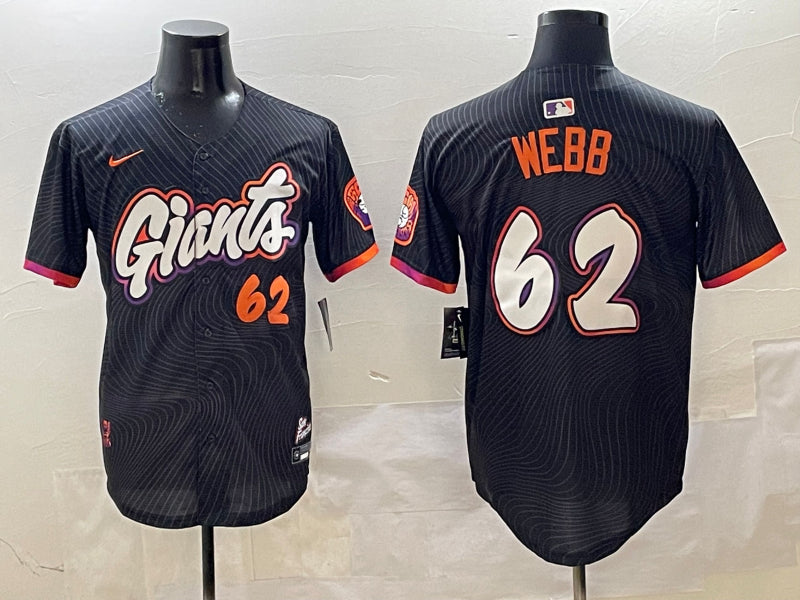 Men’s San Francisco Giants Logan Webb #62 Black 2025 City Connect Limited Jersey