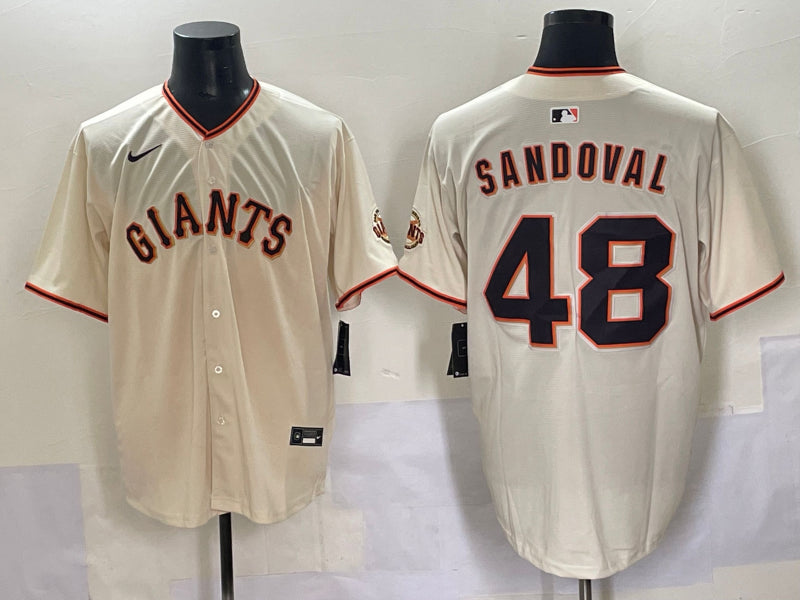 Men’s San Francisco Giants Pablo Sandoval #48 Cream Home Jersey