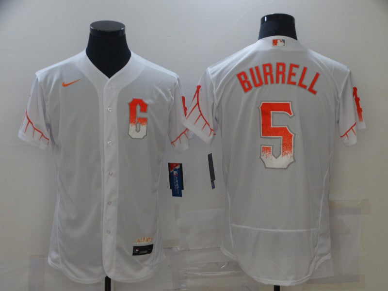Men’s San Francisco Giants Pat Burrell #5 White Baseball Jersey City Edition