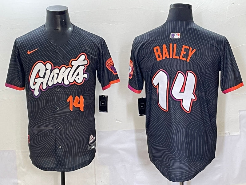 Men’s San Francisco Giants Patrick Bailey #14 Anthracite 2025 City Connect Limited Jersey