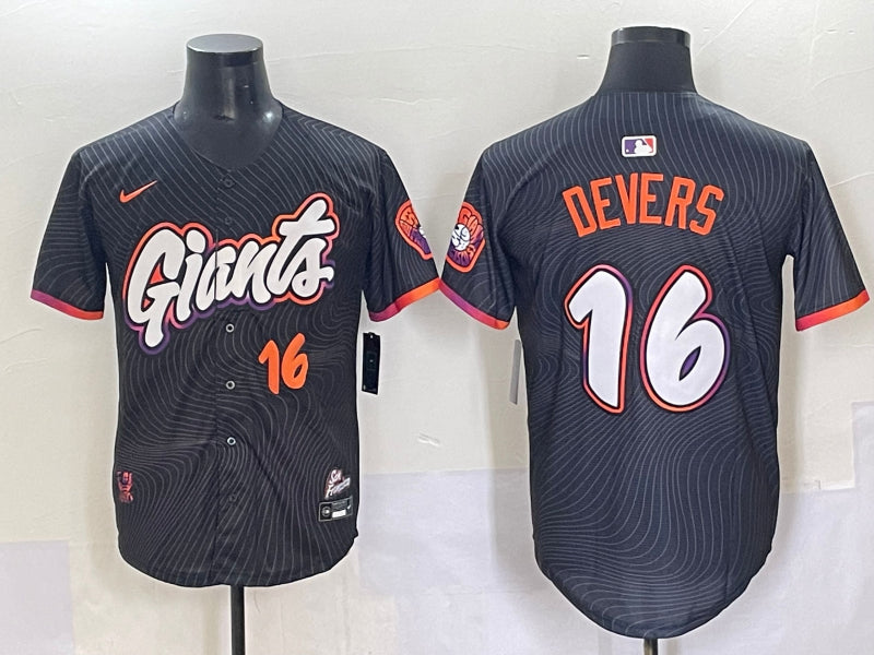Men’s San Francisco Giants Rafael Devers #16 Black 2025 City Connect Limited Jersey