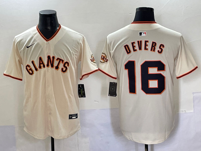 Men’s San Francisco Giants Rafael Devers #16 Cream Home Jersey