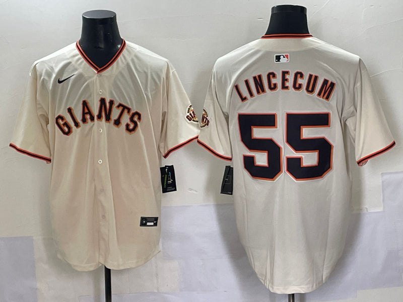 Men’s San Francisco Giants Tim Lincecum #55 Cream Home Jersey