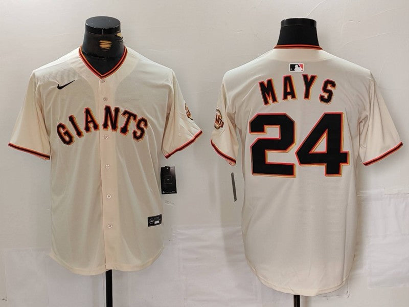 Men’s San Francisco Giants Willie Mays #24 Cream Home Jersey