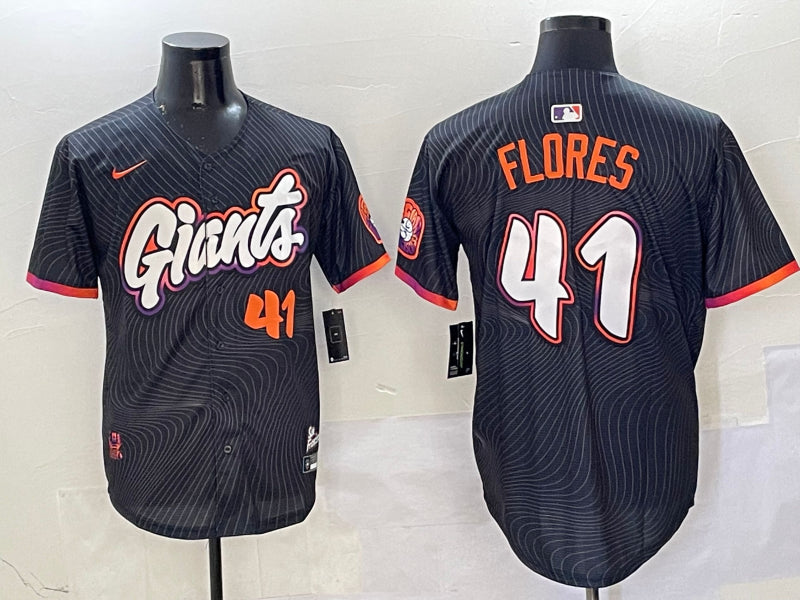 Men’s San Francisco Giants Wilmer Flores #41 Black 2025 City Connect Limited Jersey
