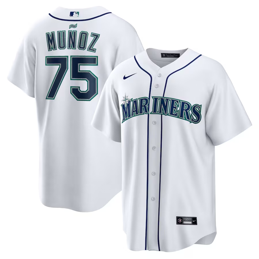 Men’s Seattle Mariners Andres Munoz #75 White Home Jersey