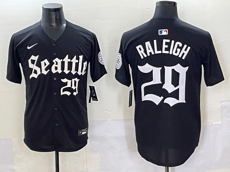Men’s Seattle Mariners Cal Raleigh #29 Black Jersey