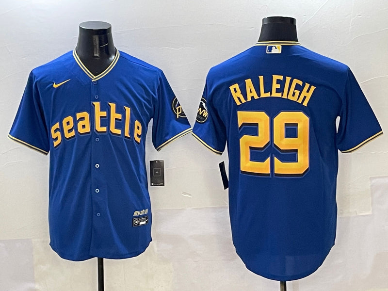 Men’s Seattle Mariners Cal Raleigh #29 Blue City Connect Limited Jersey