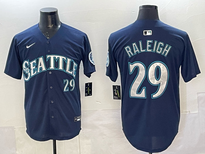 Men’s Seattle Mariners Cal Raleigh #29 Navy Limited Jersey