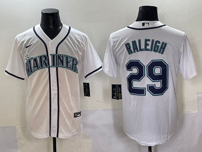 Men’s Seattle Mariners Cal Raleigh #29 White Home Jersey
