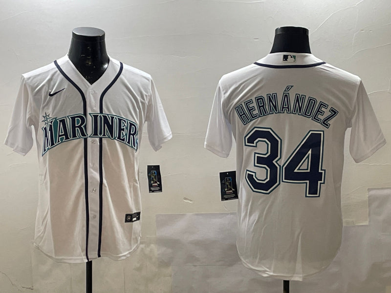 Men’s Seattle Mariners Felix Hernandez #34 White Home Jersey