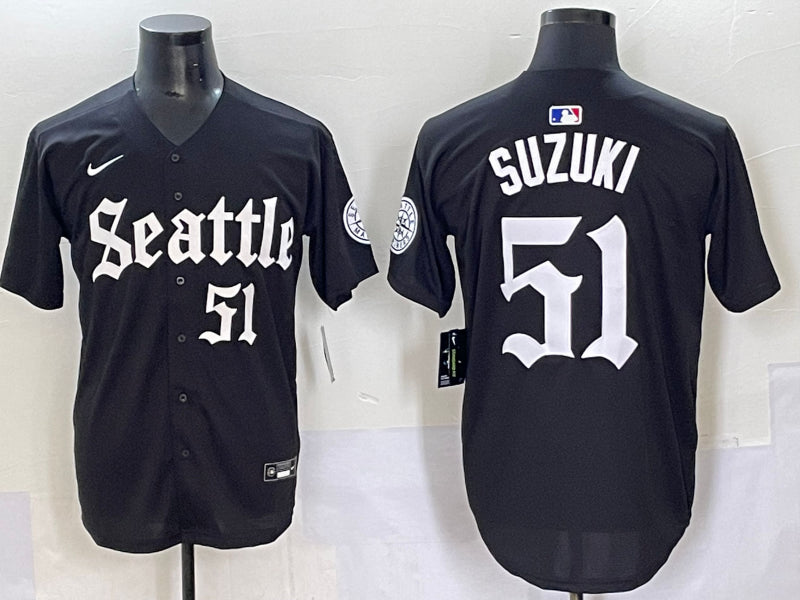 Men’s Seattle Mariners Ichiro Suzuki #51 Black Jersey