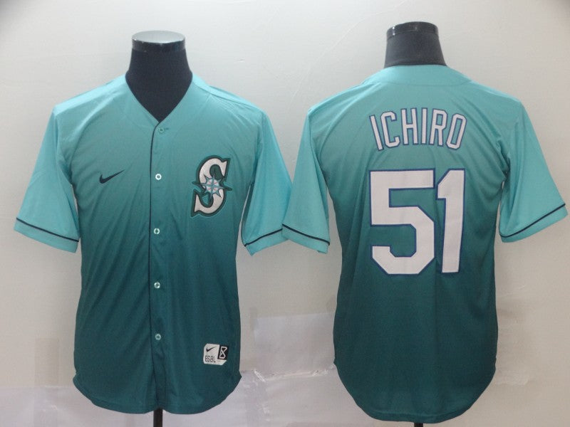 Men’s Seattle Mariners Ichiro Suzuki #51 Green gradient Jersey