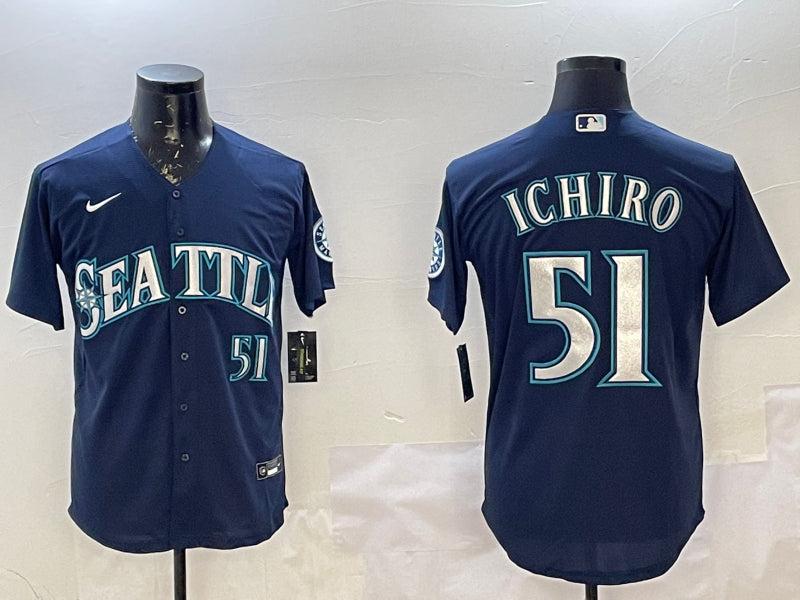 Men’s Seattle Mariners Ichiro Suzuki #51 Navy Jersey