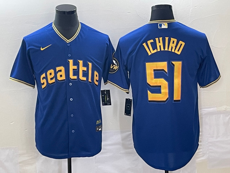 Men’s Seattle Mariners Ichiro Suzuki #51 Royal 2023 City Connect Jersey