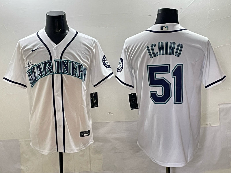 Men’s Seattle Mariners Ichiro Suzuki #51 White Jersey